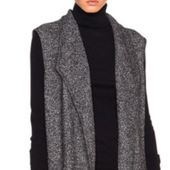 Tahari Wool blend Charcoal Gray black Textured longline Vest pockets Sz 1X - Picture 10 of 15